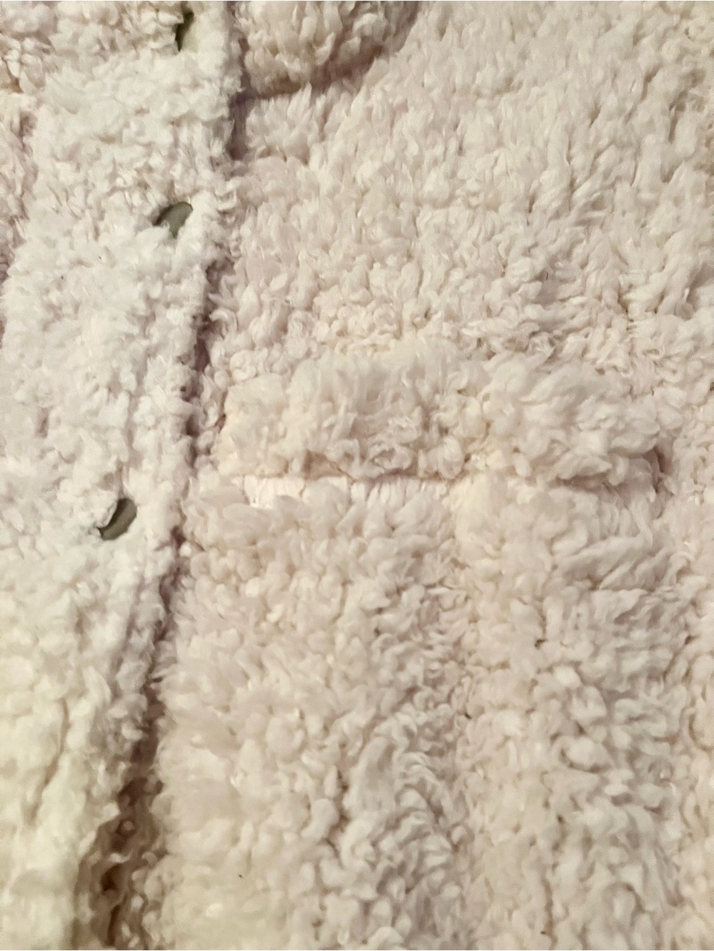 Thread & Supply Ivory Sherpa Fleece Jacket High Collar Snap Front Size Small - Picture 6 of 8